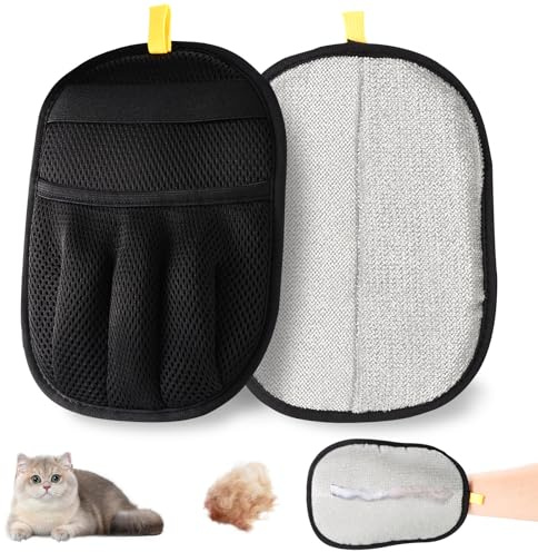 Coptiner 2PCS Pet Hair Removal Gloves,Double Sided Electrostatic Grooming Gloves,Reusable Washable Deshedding Glove for Dogs Cats,Hair Remover for Clothes Bed Couch Carpet