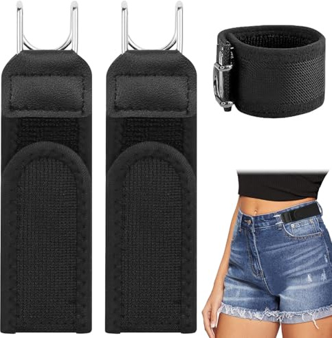 VLUVLA 2 Pack Metal Hook Elastic Belt Kit, No Buckle Belts For Men Women, Stretch Adjustable Invisible Belt, Buckless Belts, for Work, Casual, Business, Home, Travel, Commuting, Outdoor Hiking