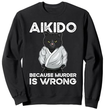 Aikido Ropa Uniforme Gi Cinturón Divertido Aikido Gato Sudadera