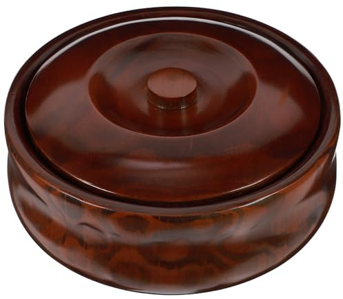 BUTIFULSIC Cuenco de Madera con Tapa para Snacks y Postres, Estilo Retro y Simple, Color Café, Protección de Alimentos Adecuado para Hogar y Tienda