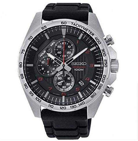 Seiko Chronograph Herren-Uhr Edelstahl mit Silikonband SSB325P1