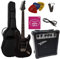 ELEKTROGITARRE MATT SCHWARZ- E-GITARRE - IM SET MIT 20WATT VERSTÄRKER - TASCHE - BAND - SAITEN - 3xPIK