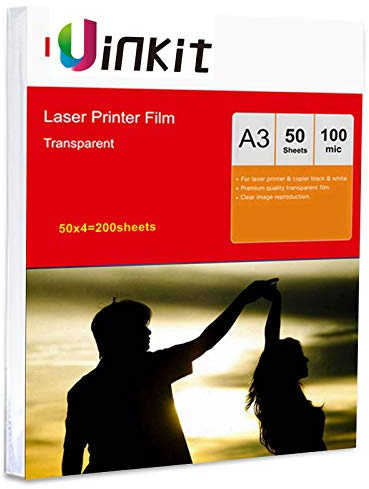 A3 OHP Film for LaserJet Printer - 200sheets Overhead Projector Film Acetate Transparency 420x297mm Uinkit