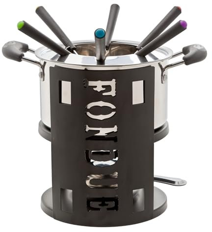 FONDUESET 9-DLG INCL 1 RVS POT - 6X VORK- 1X VUUR