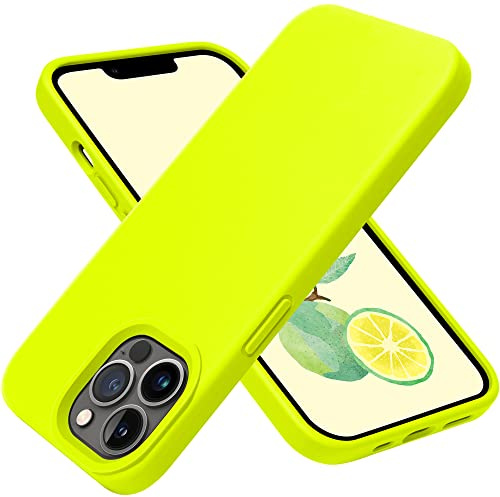 OTOFLY for iPhone 13 Pro Max Case [Compatible with MagSafe] Full-Body Silicone Shockproof Slim Thin Phone Case for iPhone 13 Pro Max 6.7 inch (Fluorescent Yellow)