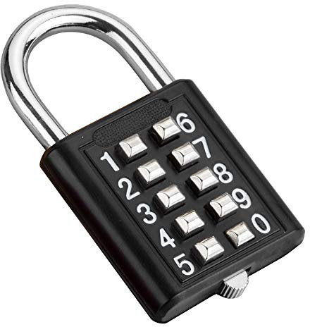 Serratura a combinazione, lucchetto di sicurezza a pulsante a 10 cifre in lega di zinco nero senza chiave per armadietto/cassetto/porta del gabinetto