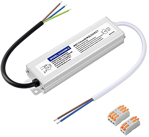 Karyoosi LED Trafo 24V 60W 2.5A, LED Netzteil 24V, Transformator 230V auf 24 Volt DC, Wasserdichtes IP67 LED Treiber Für Beleuchtung im Innen- und Außenbereich