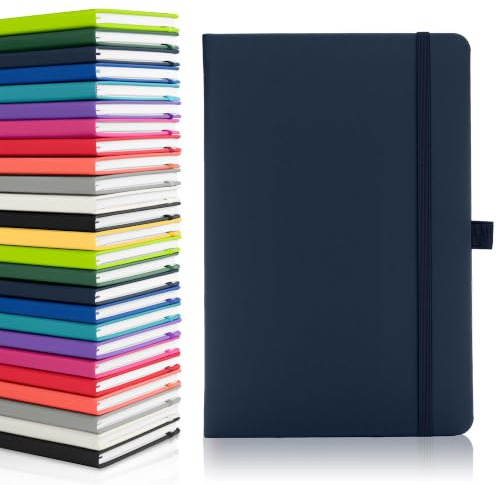 Notes London Notizbuch A5, weiße ungelinte Blankoseiten, Stiftschlaufe, Band und Papiertasche, mittelharter Einband, Notiz, ökologisch nachhaltig beschafftes Papier (Marineblau)