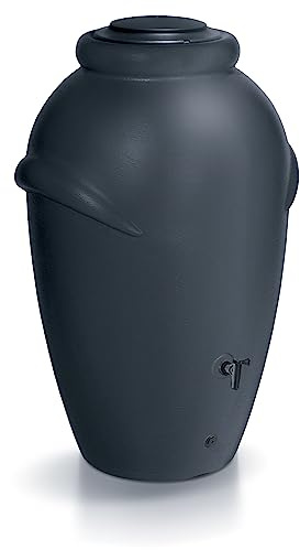 Serbatoio per Acqua Piovana Aquacan 360L | 72x80x120 cm | 2 Punti di Attacco | Incluso Inserto per Fiori Rubinetto e Sistema di Raccolta Acqua | Cisterna da Giardino | Colore Nero Design Moderno