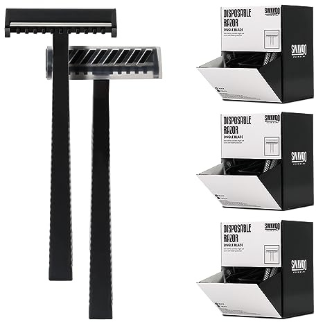 SWAVGO Einmal-Rasierer 1 Klinge 100 Stück/Pack - Einmal Rasierer Einwegrasierer Männer Frauen einklinge einschneidig - für Tattoo Studio, Kosmetikstudio etc. (3 Pack)