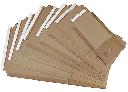 dimapax Buchverpackung, Wickelverpackung selbstklebend mit Aufreißfaden | Robuster Schutz für Bücher beim Versand (50, 147 x 126 x 10-40 mm)
