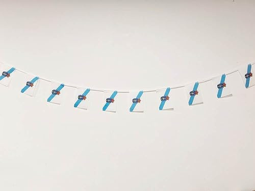 Bandera de Galicia 40 Unidades - Guirnalda 11.4M con Banderines Europeos 14 x 21 cm