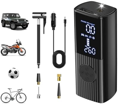 Adicop Compresseur à Air Portatif 10800mAh Gonfleur Pneus Voiture Sans Fils Batterie Externe,160PSI LCD Portable Pompe A Velo Electrique Pour Voiture,Velo, Moto,Balle