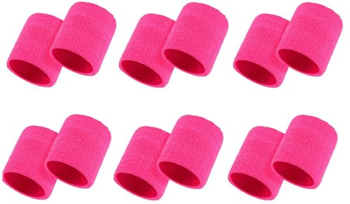 Lot de 12 bracelets de sport en coton pour homme et femme, idéal pour le tennis, le basket-ball, la course à pied, la gym, l'entraînement (rose vif, B)