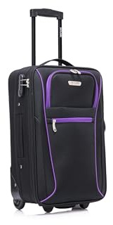 Cabin Suitcase 20 Carry On Suitcase Super Lightweight Luggage 20% Expandable 2 Wheel Soft Shell Luggage with Built in Combination Lock for All Airlines EasyJet Ryanair British Airways 55x35x20