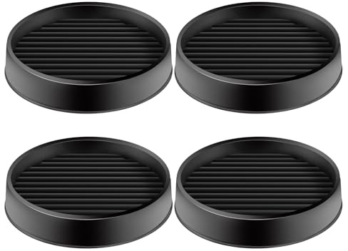 Tanstic 4Pcs 3x3 Round Rubber Caster Cups Round Non Slip Furniture Pads Circle Rubber Furniture Coasters Anti Slip Floor Protector for Couch Table Bed(Black)