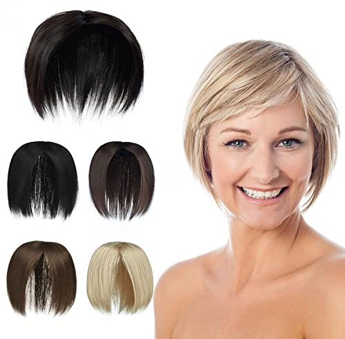 Yamel Hair Toppers for Women Straight Dark Brown with Clips in Hair Pieces Topper Short Synthetic Wiglets Hairpieces for Thinning Hair
