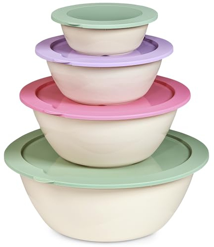 PROFUN Salatschüssel mit Deckel groß Schüssel Set mit deckel Rührschüssel Plastikschüssel Frischhaltedosen Stapelbare Dosen 4er-pack