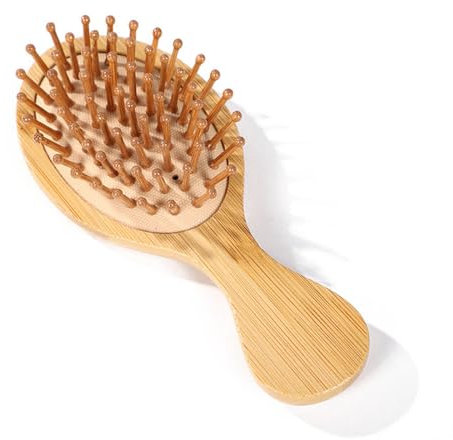 Mini Bamboo Brush Wooden Scalp Brush Mini Paddle Detangling Hairbrush Small Hair Brush Portable Bamboo Bristles Wooden Scalp Massage Comb Travel Hair Brush for Women Men