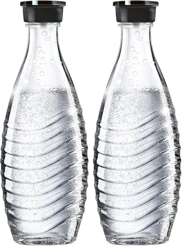 sodastream Single Pack Glaskaraffe, Ersatzflaschen geeignet Wassersprudler Crystal und Penguin, 1x 0,6 L Glaskaraffe (Packung mit 2)