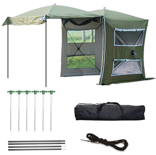 MIAOMI Heckzelt Für 3-4 Personen, Freistehendes Autozelt Mit Schlafkabine, Camping Vorzelt Für SUV, Camping Vorzelt, Markise Ist Abnehmbar, wasserdichte Auto-Campingzelt(Verde,Small)
