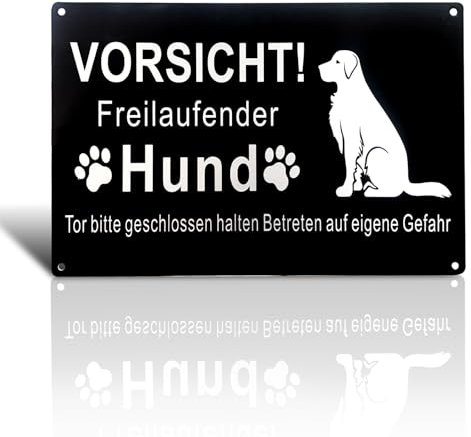 KATIMI Señal de Advertencia de Perro de 20 × 30 cm, Cartel de Advertencia de Perro de Aluminio, Resistente Al Óxido y a Los Rayos UV, con Autoadhesivo y Agujeros Preperforados