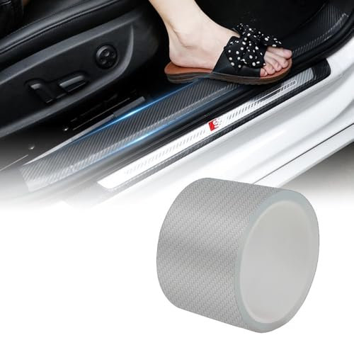 WHLYQF Auto Einstiegsleisten Schutz Für VW T5 T5.1 T6 T6.1, Kohlefaser Auto Türeinstiegsschutz Aufkleber, Wasserdichter Kratzfest Lackschutzfolie,Transparent Carbon Fiber Pattern(7cm×10m)