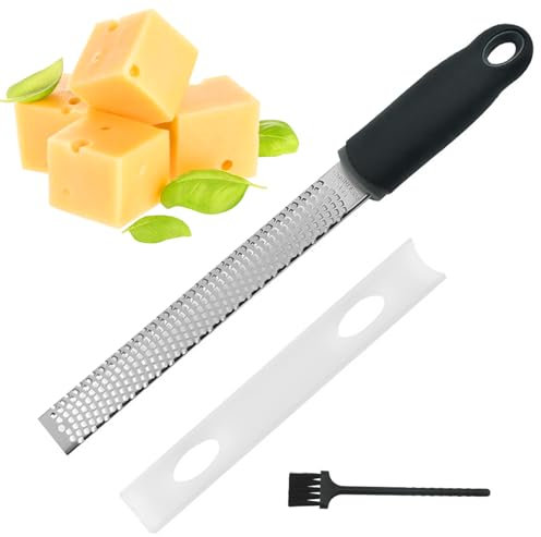 FORYNXHWIN Rallador de Cocina, Zester de Acero Inoxidable para Queso, Parmesano, Limón, Ajo, Jengibre, Nuez Moscada, con Hojas Afiladas y Mango de Silicona, Utensilio Ideal para Repostería y Cocina