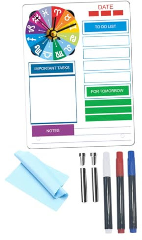 Cabilock 1satz Tischplanungsboard Mit Uhr Acryl Whiteboard Ohne Batterie Für Notizen Und Zeitmanagement Platzsparend Leicht Und Langlebig Fördert Produktivität Im Büro