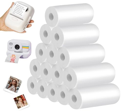 15 Rollos Papel térmico para cámaras instantáneas infantiles 57mmx29mmx7m,Recarga de papel de impresión para cámaras instantáneas para niños,Papele Impresora Térmica,Compatible con varias mini printer