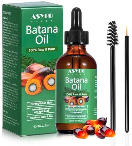 ASYBO Batana Oil, 60 ML 100% Pure Natural Batana Oil for Hair Loss, Promotes Hair Thickness, Nourishes Scalp, Skin Care Treatment