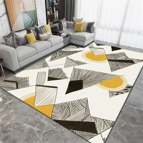 DJHWWD Baby Krabbelmatte Spiel Teppiche Pflegeleichter rechteckiger Teppich Flur beige schwarzer kuschelteppich Auslegware 160X230CM