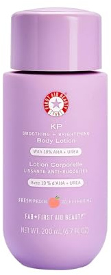 First Aid Beauty - KP Lotion lissante + éclaircissante pour le corps avec 10% AHA, acide lactique, urée + flocons d'avoine colloïdale, exfolie + hydrate, banish kératose pilaris bosses, nouveau