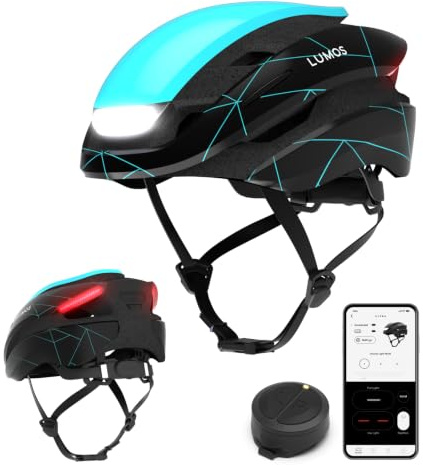 Lumos Ultra Fahrradhelm LED-Lichter vorne & hinten, 360° Sichtbarkeit - mit Blinker Unisex Erwachsene Helm mit Licht Fahrrad Rennrad Azure Strike Gr. M/L