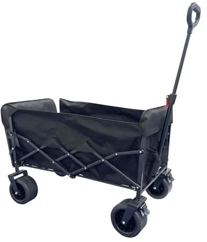 YEAUPE PRO Bollerwagen Faltbar mit Bremsen, 230L 200KG Belastbar, 17x10cm Extra Breite Reifen All Terrain Bollerwagen mit 2 Wasserflaschentaschen und 1 Netztasche, Handwagen für Garten/Strand/Camping