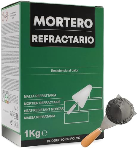 TECHZOCO Mortero refractario resistente al calor, Producto en polvo, Ideal para Revestir estructuras que soportan altas temperaturas, Modo de preparación diluir en agua, Color Gris, Contiene 1 Kg