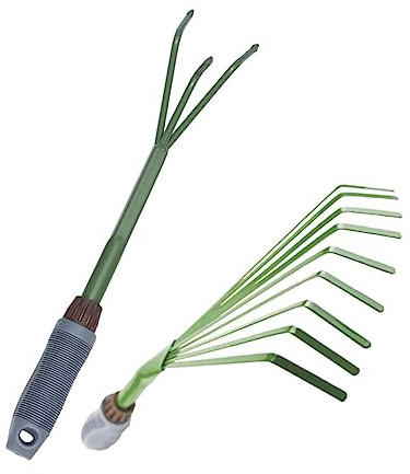 FONDOTIN 2pièces Râteaux De Jardinage Portables Râteaux à Main Multi-usages pour Extérieur Et Intérieur