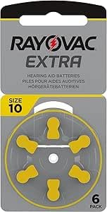 30 x RAYOVAC Extra Hörgerätebatterien Typ 10 - PR70 - Farbcode gelb – 1,45 Volt - 30 Stück (5 x 6 Batterien)