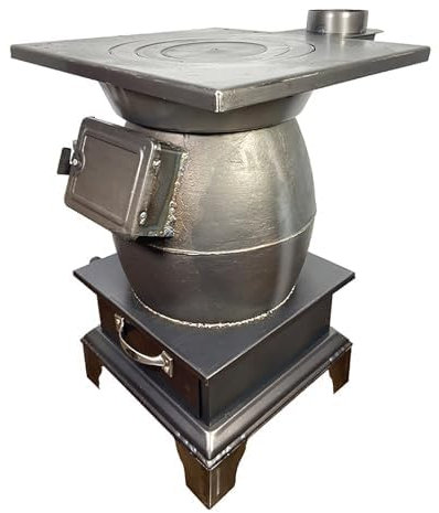 Estufa de leña de hierro fundido para calefacción y cocina del hogar, estufa de leña portátil para camping