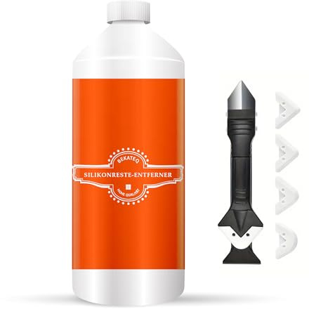 Silikonreste Entferner Set 250ml + Fugenentferner & Fugenglätter Werkzeug - Silikonentferner, Silikonfugen Reiniger Silikon Wachs Dichtstoff für Keramik, Glas, Metall - BEKATEQ LS-575