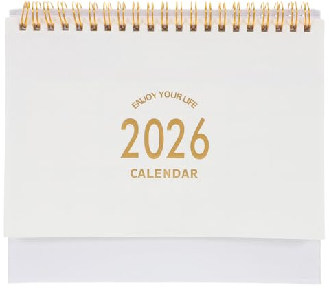 NUOBESTY Small Standing Desktop Calendar 2025-2026 Monthly Schedule Flip Calendar for Office Home School White
