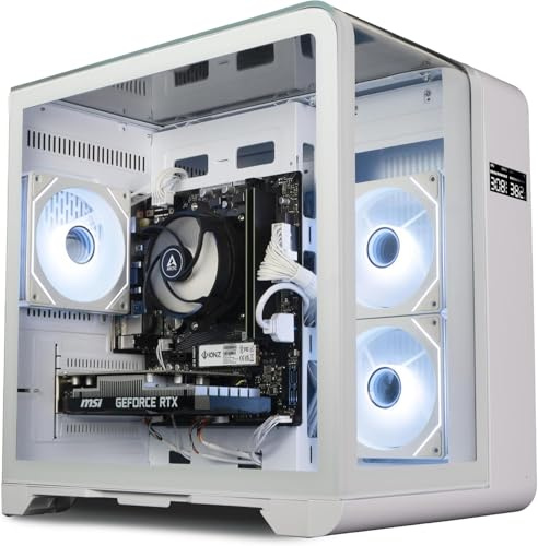 ionz Gaming PC - Desktop Computer, Ryzen 7 5800X, NVIDIA RTX 5060 Ti, 16GB RAM, 1TB NVMe SSD, 600W 80+ PSU, WiFi, Windows 11, White | Curve LCD Screen