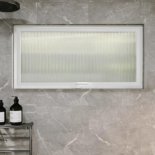 MTSYXYM Finestra di Ventilazione della Lega di Alluminio, con Vetro Temperato Ondulato,Design della Maniglia, Rotazione a 360°, Tenuta Forte e Buon Isolamento Acustico.(White,60 * 40cm)