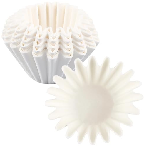 CREATCABIN 100 Pack Basket Coffee Filters Flat Bottom Paper Filter Cup Flowers for Drip Coffee Makers White Espresso Strainers Paper Brew Basket For 1-4 Cups Home Office Use 4.5 x 1.77 Inch
