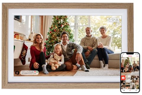 Rollei Smart Frame WiFi 152 Digitaler Bilderrahmen 15,6 Zoll Frameo Digital Photo Frame 1920x1080 IPS Touchscreen 32GB Speicher Holzoptik Eiche Digitaler-Bilderrahmen-Digital-Elektronischer-Fotorahmen