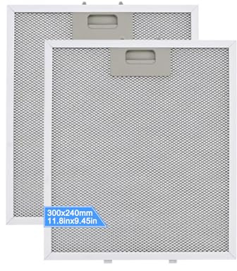 2 Pack Cooker Hood Filter Replacement 305x267x9mm,5-Layer Extractor Fan Filters Mesh,Cooker Replacement Filter, Universal Replacement Cooker Hood Grease Filters Compatible with Most Range Hoods