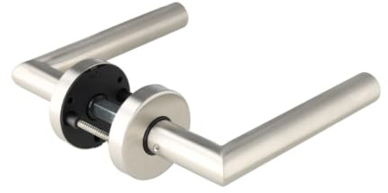Aperit Manija de puerta: par de manijas de acero inoxidable con rosetones - redondas - mate - juego de tiradores para puertas interiores - modelo T - 49.330.06