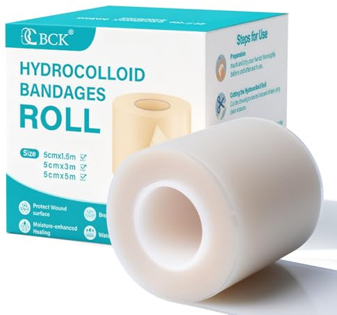 ePicsoa Hydrokolloid Bandagen, Hydrokolloid Rolle zur Wundversorgung (5cmx3m), Hydrokolloid Pflaster Rolle, Atmungsaktive & Hautfreundlich Wundauflagen, für Akne, Schnitte, Zehen, Gesicht, Wundpflege