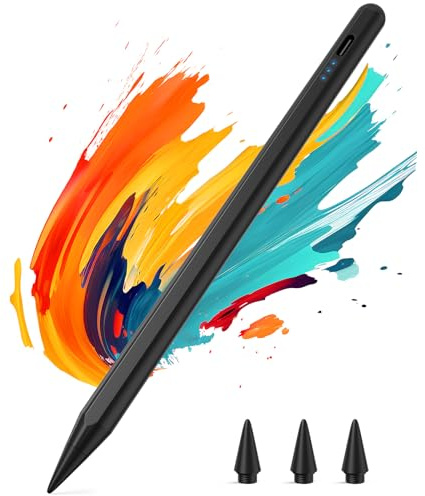 Kingone Stift für Apple iPad 2018-2026, 2X Schnellladung, kompatibel mit iPad 6~11th,Pro 11/12.9/13,Air 3~5th,Air 11/13,Mini 7/6/5th, mit Magnetischer Haftung, Palm Rejection & Neigung, Schwarz.