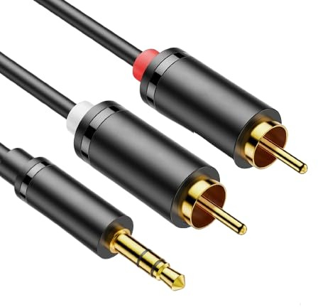 MDLSDE Klinke auf Cinch Kabel 3,5mm, Klinke auf 2 Chinch RCA Stecker Stereo Audio Aux Kabel für TV PC Handy MP3-Player Lautsprecher HiFi Systeme Heimkino Autoradio Tablet Verstärker Soundbar 1.5m